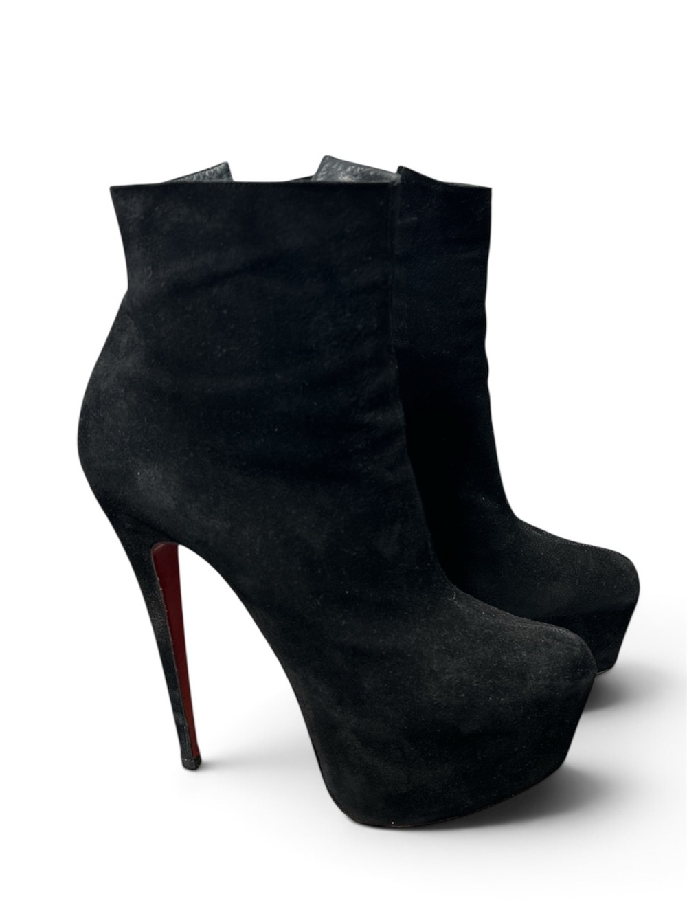 Christian Louboutin Black Suede Platform Stiletto Ankle Boots EU 39.5 US 9